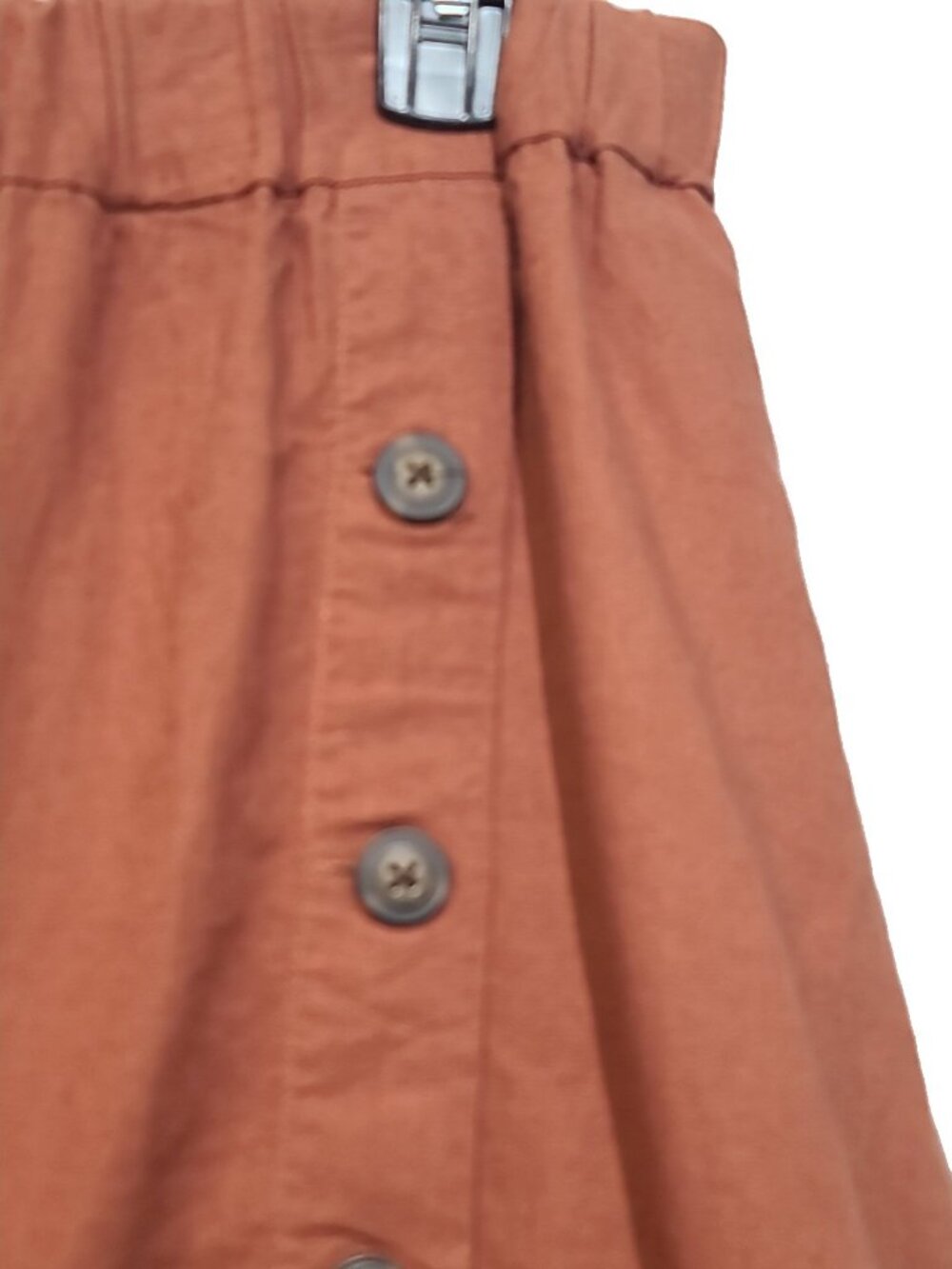 Madewell Linen-Blend Side-Button Midi Skirt Size XL Brown EUC - Picture 3 of 6